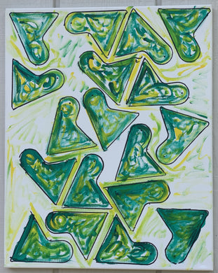 Green with yellow shapes